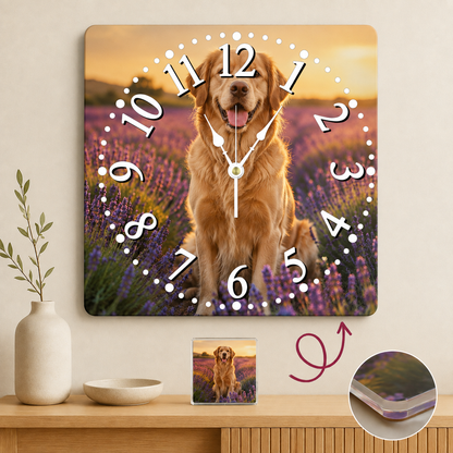 Personalized Square  Clock Custom Wall Clock Gift With Photo