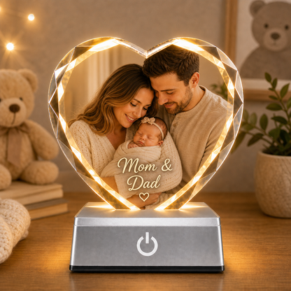 Personalized Heart Crystal Photo Night Light