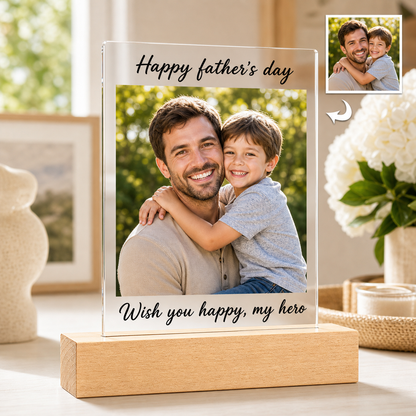 Personalized 3D LED Night Light | Custom Photo Acrylic Lamp with Wooden Base | Unique Gift