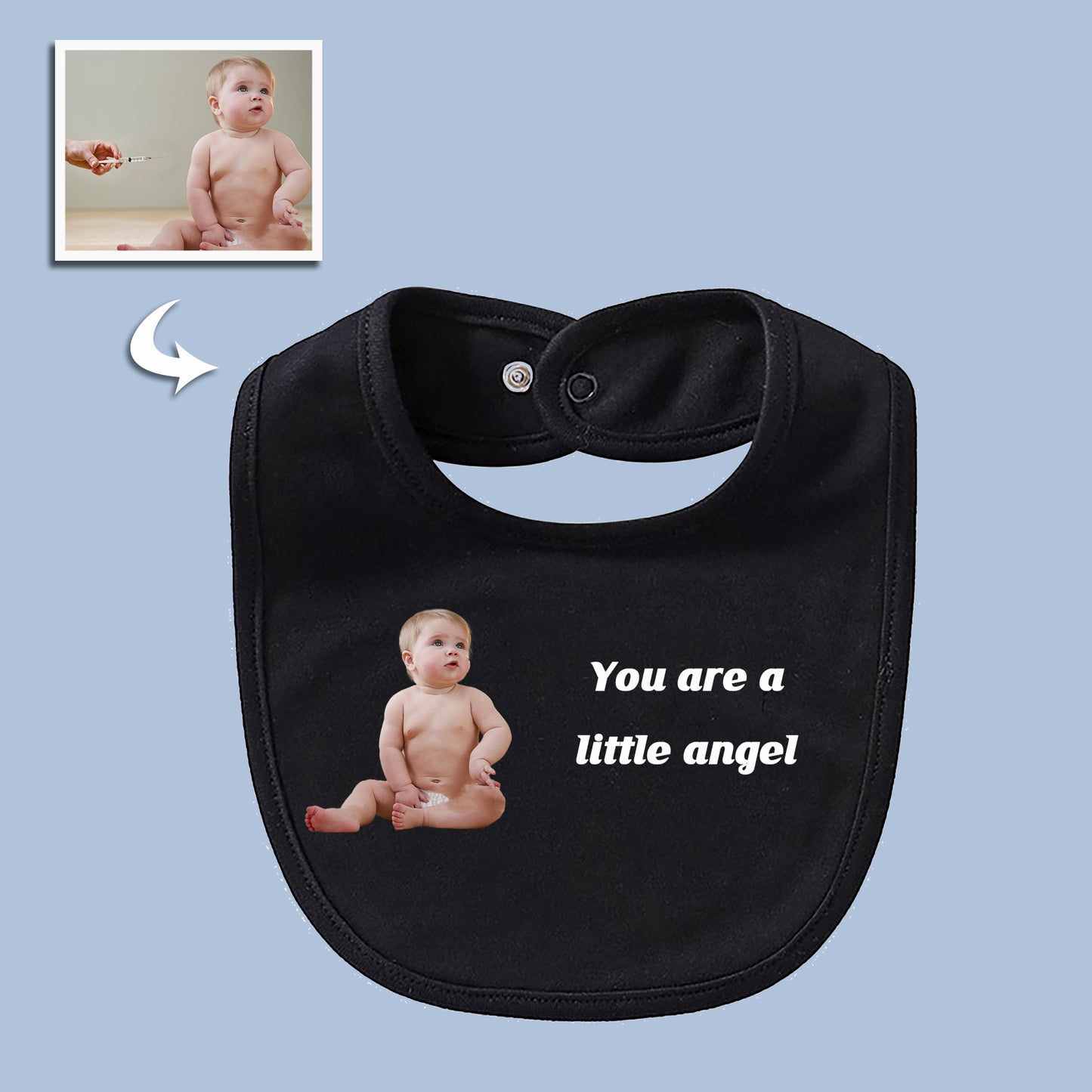 Personalized Unisex Baby Bib with Custom Photo and Text