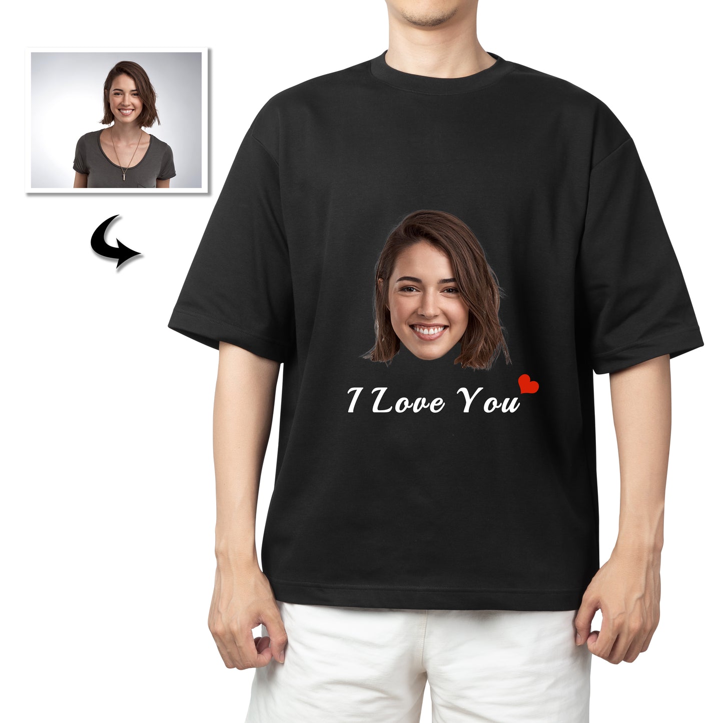 Personalized Unisex T-Shirt: Double-Sided Photo & Text, Your Face Custom Tee