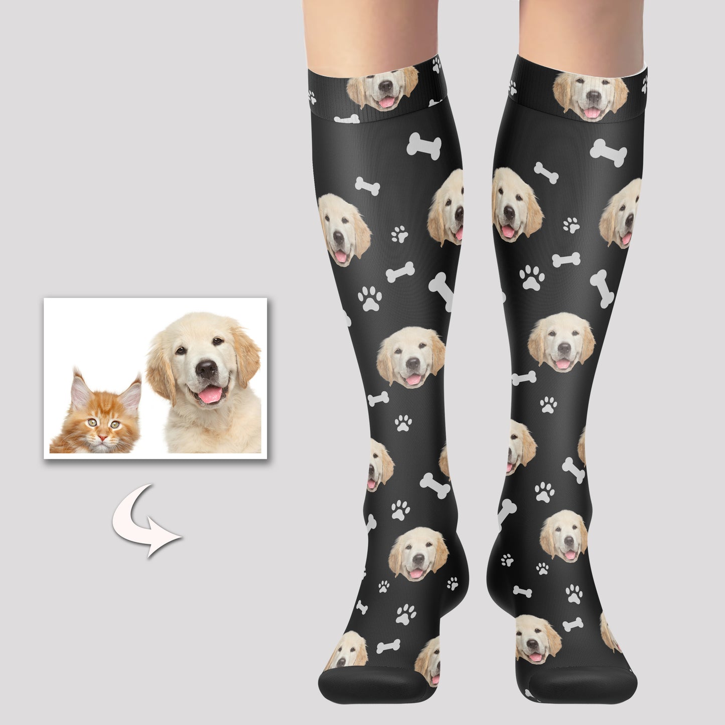 Personalized Dog Socks Knee High with Your Pet's Photo