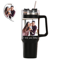 Load image into Gallery viewer, Custom Photo Stainless Steel Tumbler -  Insulated Cup with Handle &amp; Straw
