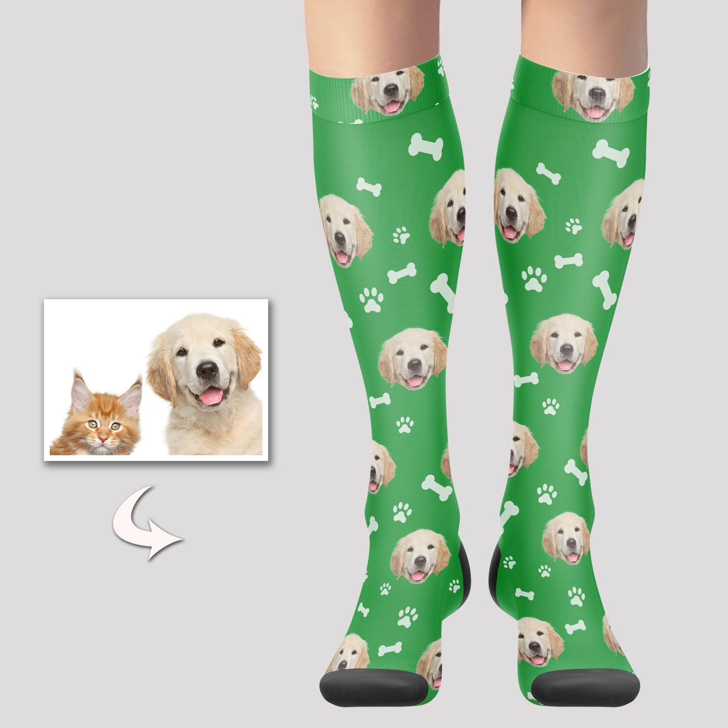 Custom Photo Knee High Socks Dog