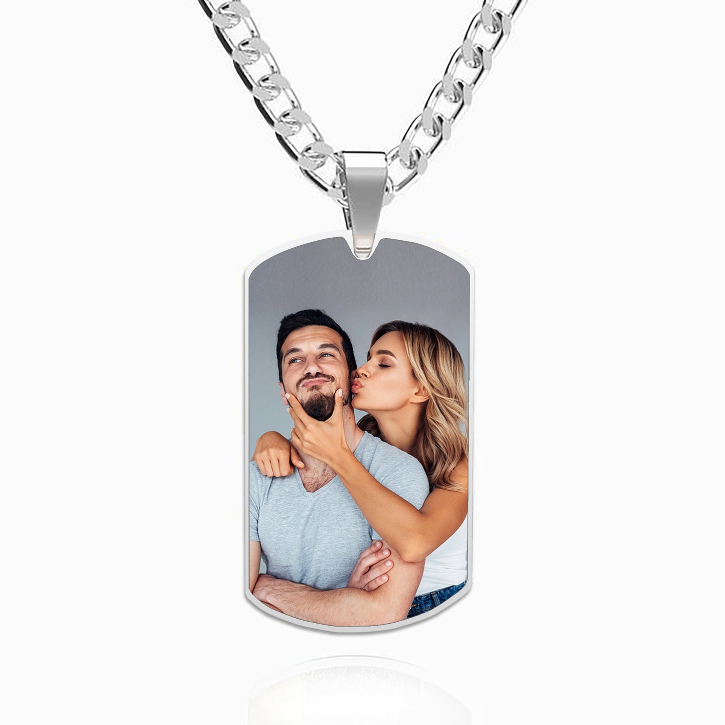 Photo Custom Engraved Dog Tag Necklace, Double-Sided Stainless Steel Pendant