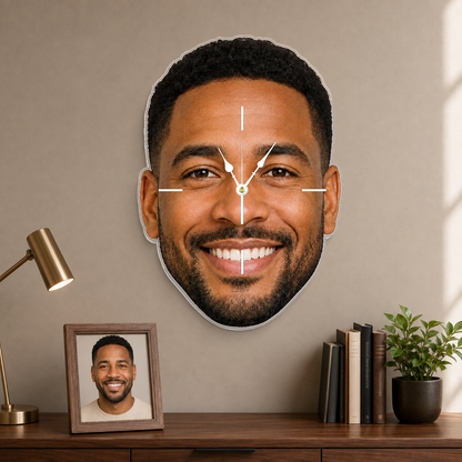 Custom Face Photo Acrylic Wall Clock – Personalized Cutout