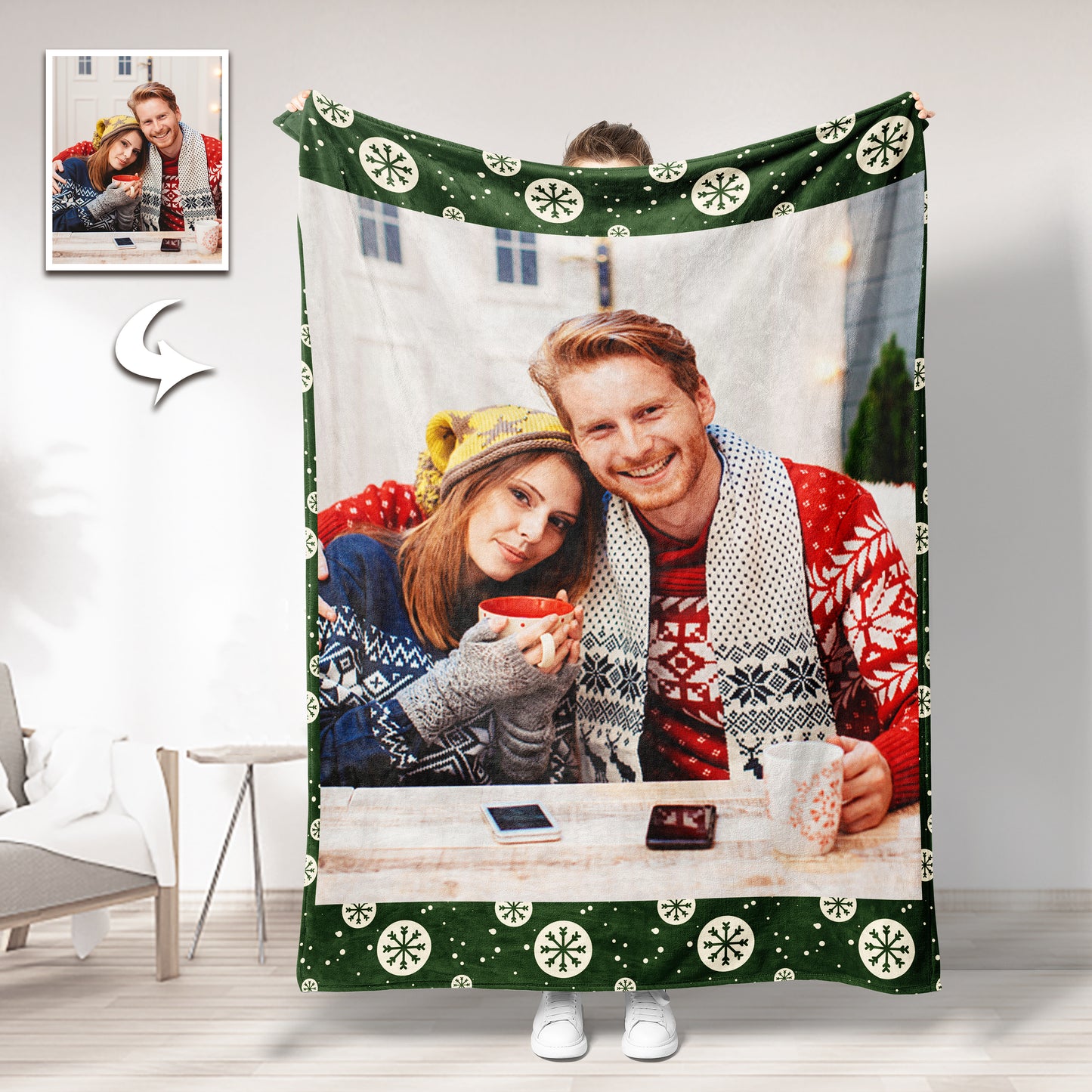 Personalized Christmas Photo Blankets - Custom Soft Throw Gifts