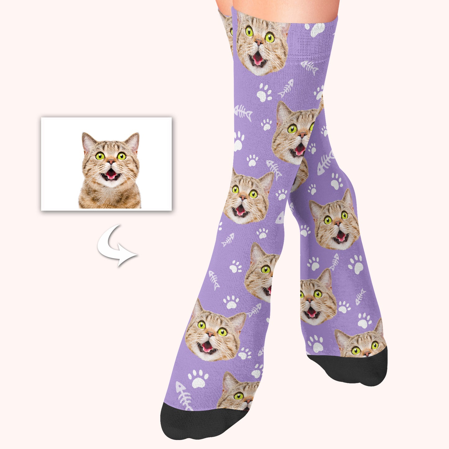 Custom Photo Face Socks With Multiple Colors For Pet Lovers