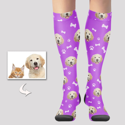 Personalized Dog Socks Knee High with Your Pet's Photo