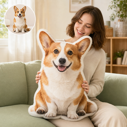 Custom 3D Pet Photo Pillow : Personalized Dog/Cat Shaped Throw Pillow Gift