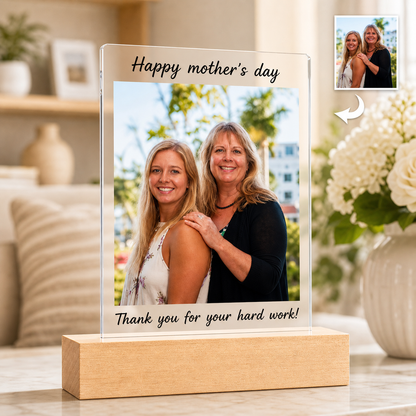Personalized 3D LED Night Light | Custom Photo Acrylic Lamp with Wooden Base | Unique Gift