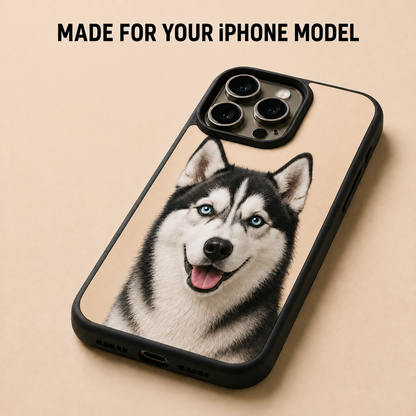 Custom Pet Photo Embossed iPhone Case – Raised-Texture Liquid Silicone Cover