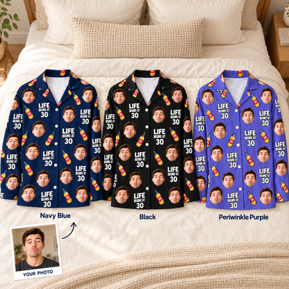 Custom Birthday Pajamas with Face & Age – Funny Personalized Birthday Gift