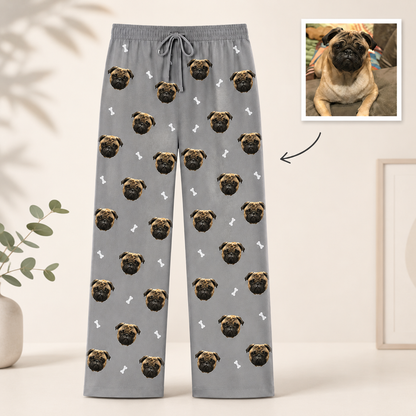 Unisex Dog Photo Pajamas - Custom Nightwear Pants, Pet Lover Gift