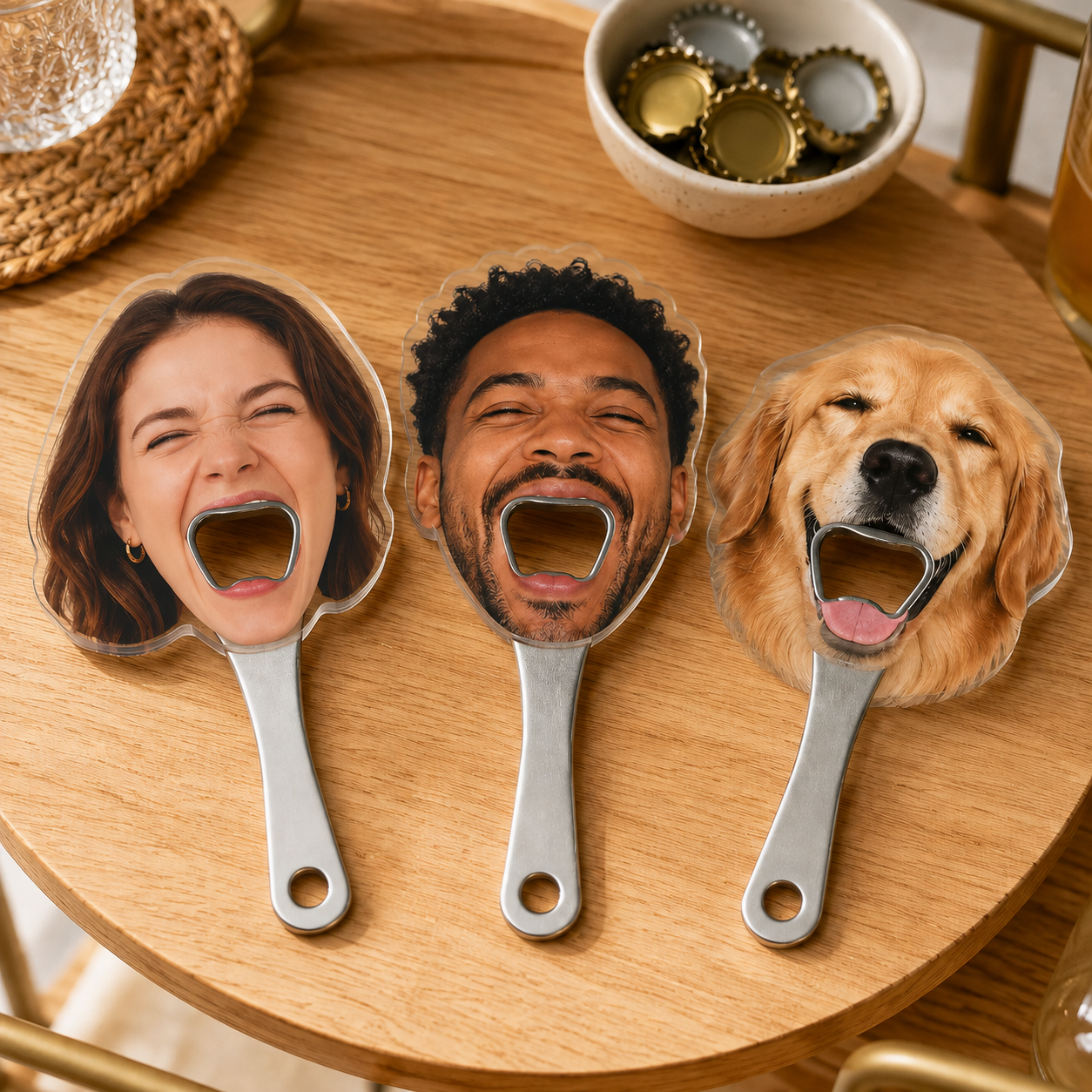 Custom Face Bottle Opener – Personalized Photo Acrylic Opener with Optional Fridge Magnet