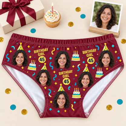Personalized Birthday Panties for Women – Custom Photo & Age
