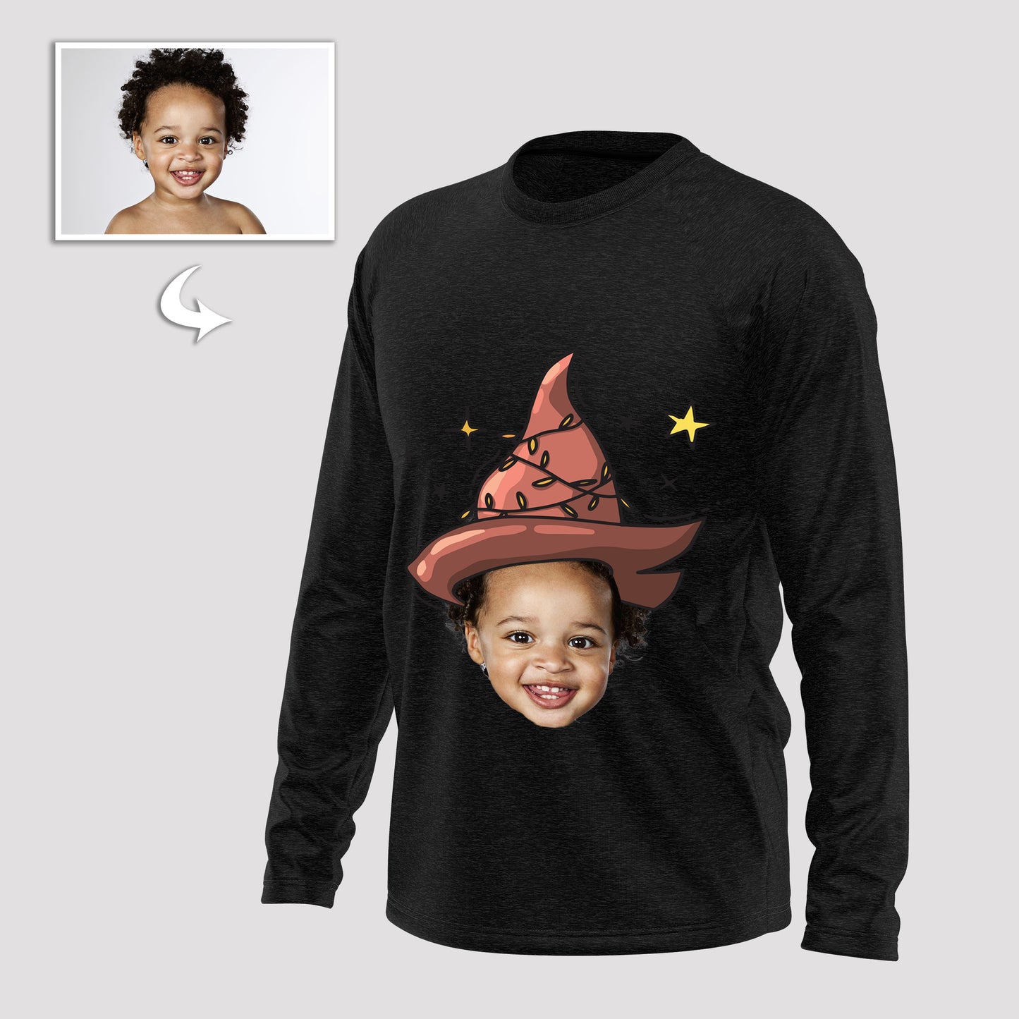 Unisex Cotton Long Sleeve Shirts, Custom Halloween Photo Design