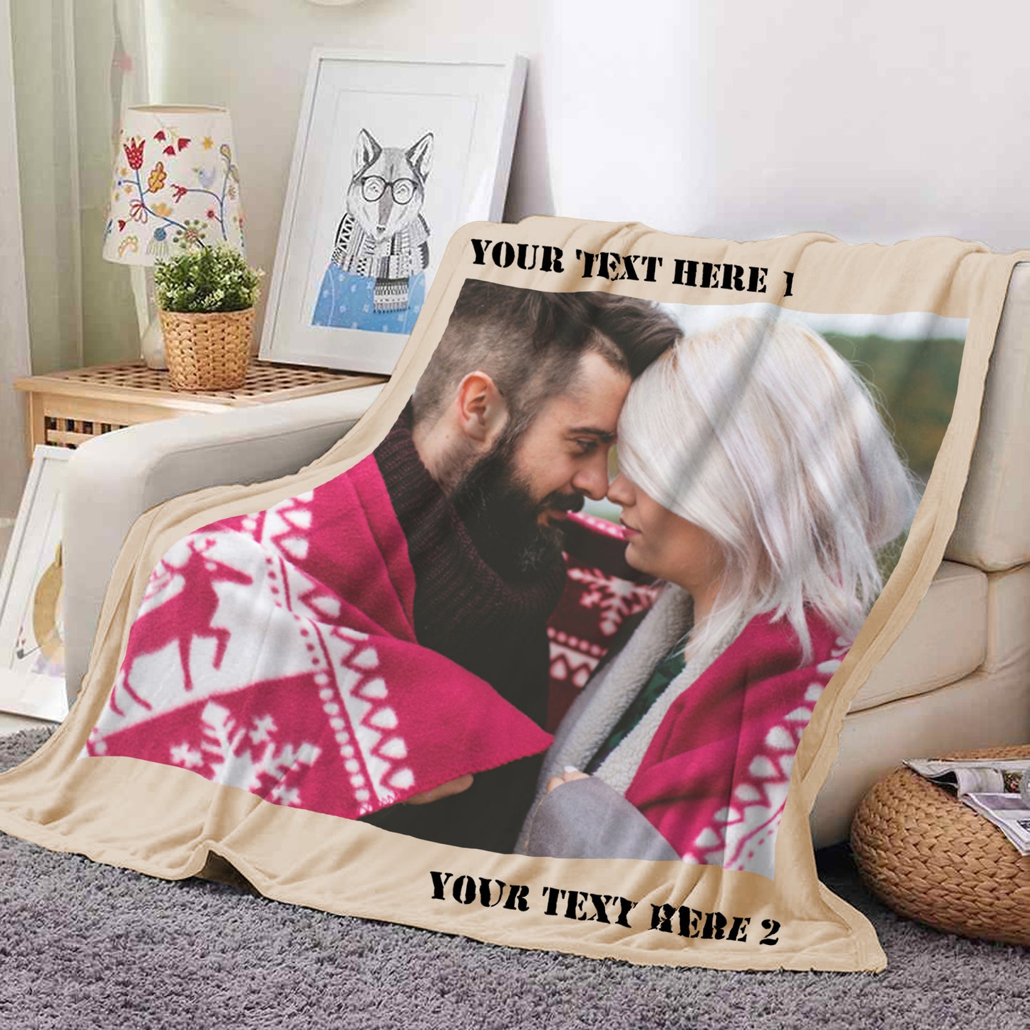 Custom Couple Photo Blankets Personalized Photo Memorial Blankets