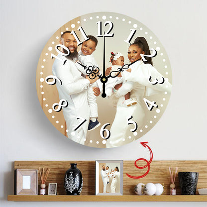 Personalized Round Wall Clock - Custom Photo Keepsake Home Decor Gift