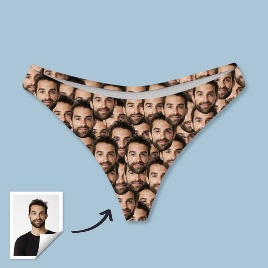 Custom Womens Thong Panties with Boyfriend’s Photo Sexy Underwear