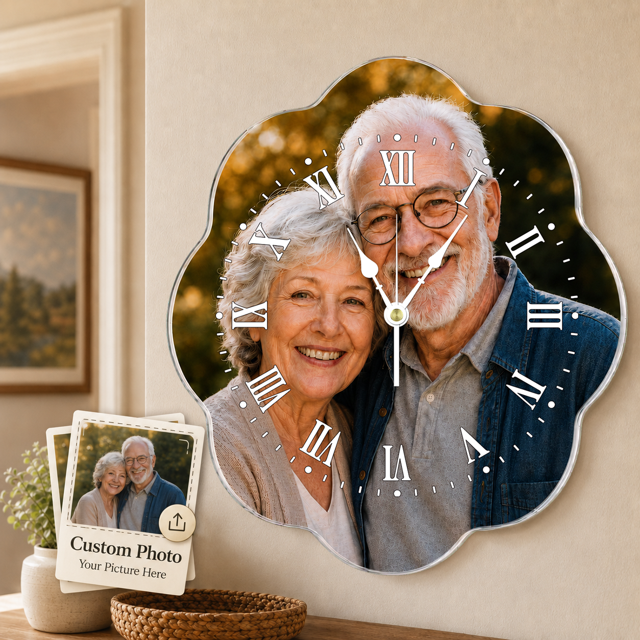 Personalized Shaped Acrylic Photo Wall Clock