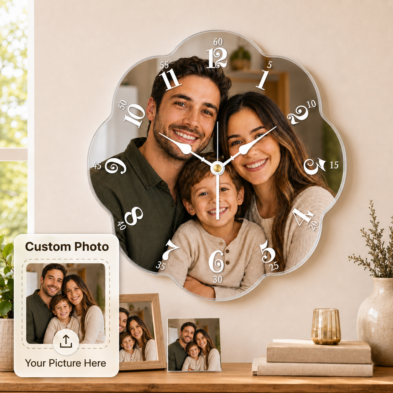 Personalized Shaped Acrylic Photo Wall Clock
