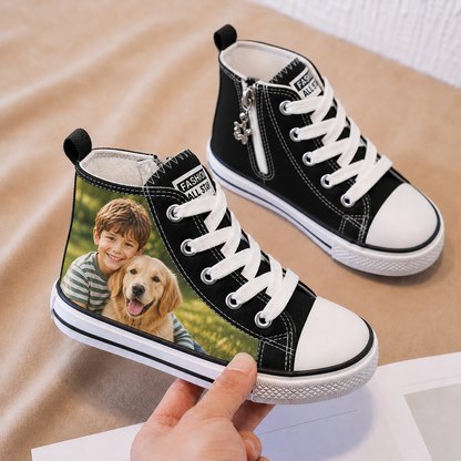 Custom Kids Canvas Shoes, Personalized Photo High Top Sneakers