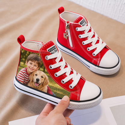 Custom Kids Canvas Shoes, Personalized Photo High Top Sneakers