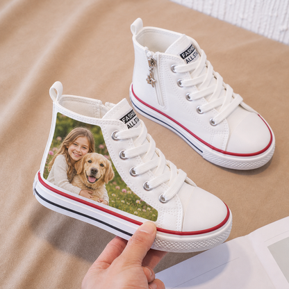 Custom Kids Canvas Shoes, Personalized Photo High Top Sneakers