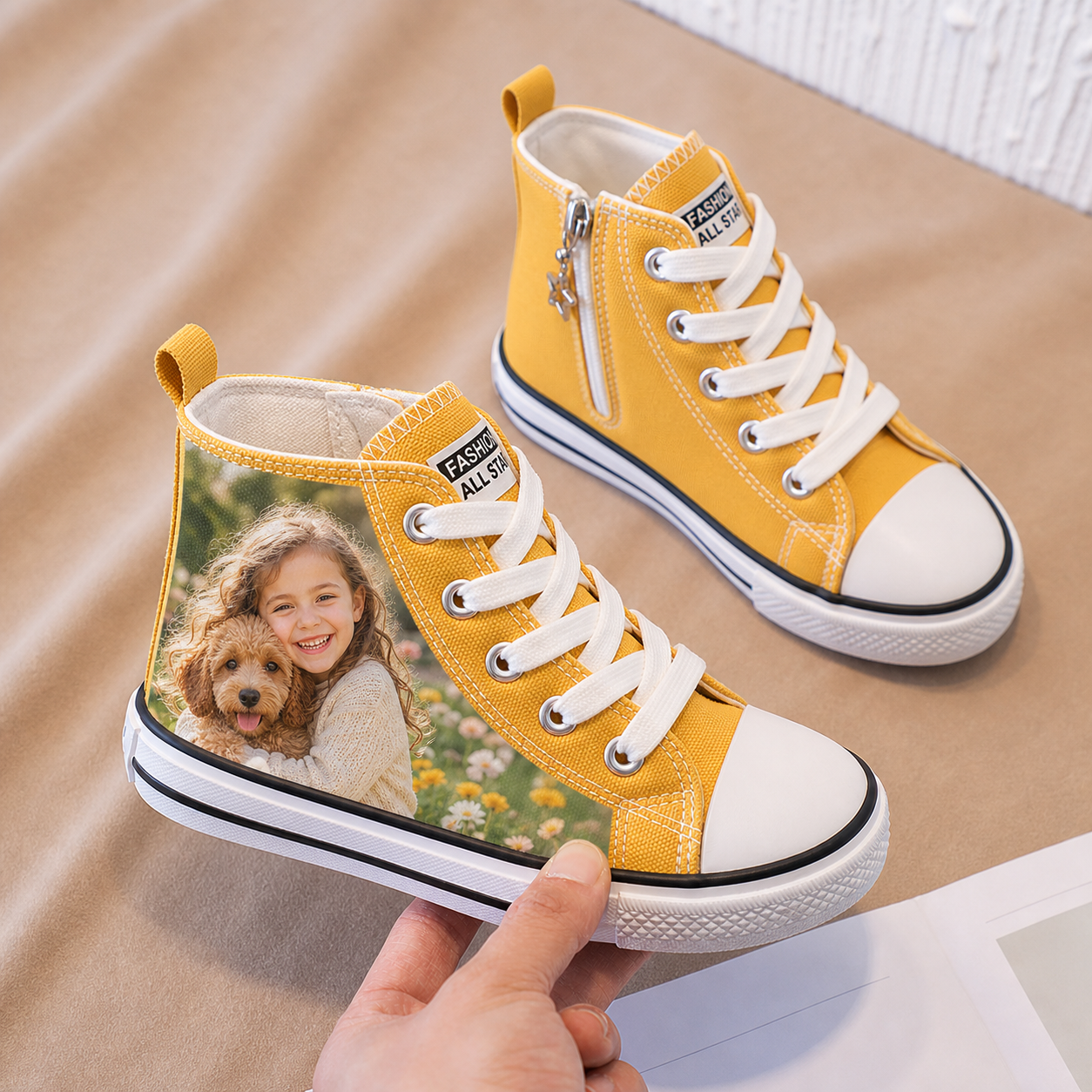 Custom Kids Canvas Shoes, Personalized Photo High Top Sneakers