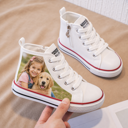 Custom Kids Canvas Shoes, Personalized Photo High Top Sneakers