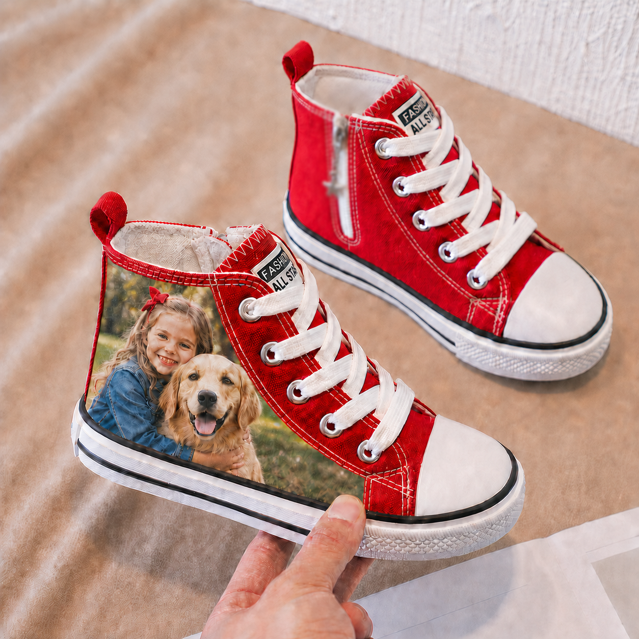 Custom Kids Canvas Shoes, Personalized Photo High Top Sneakers