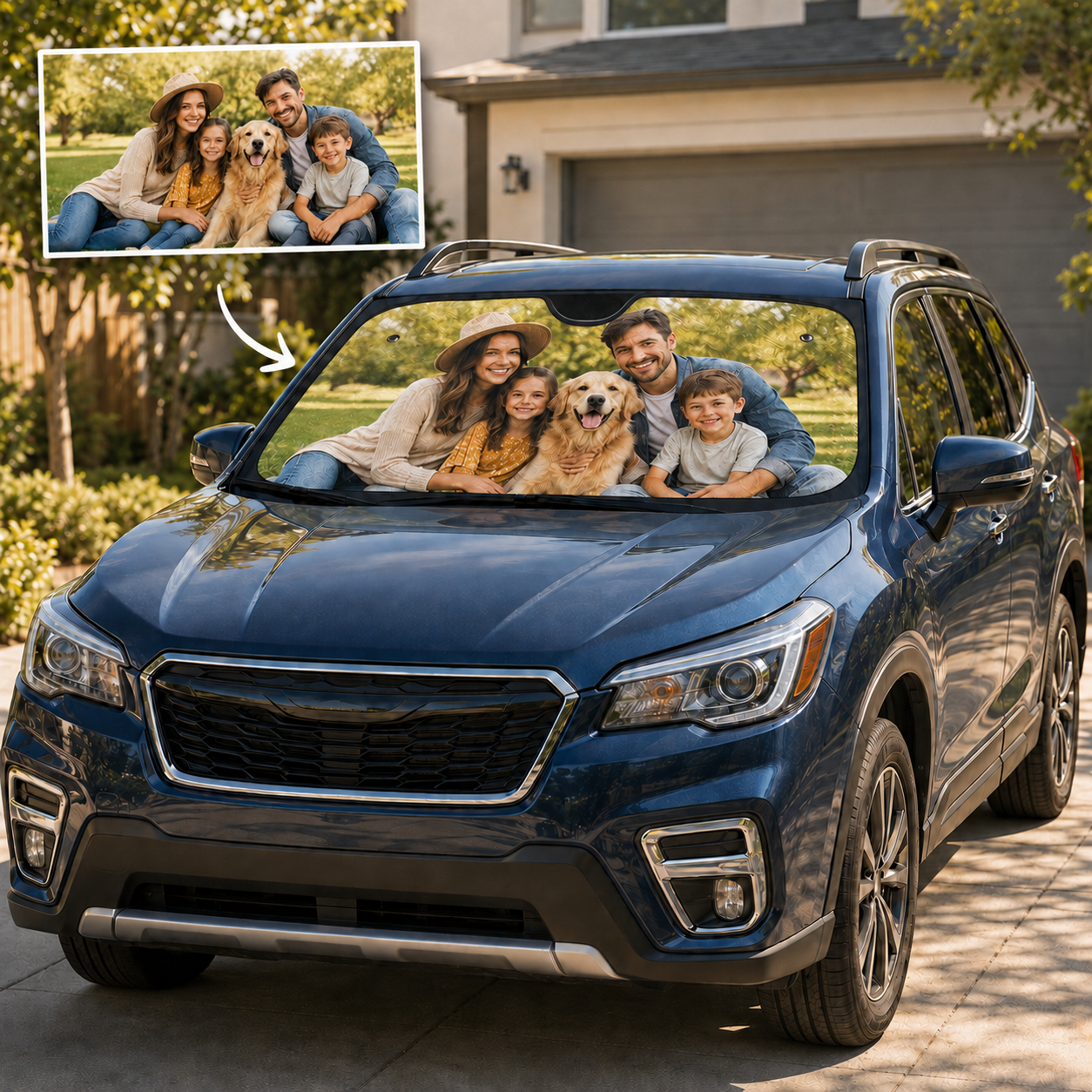 Personalized Auto Sun Shade, Custom Windshield Sun Visor, Unique Car Gift