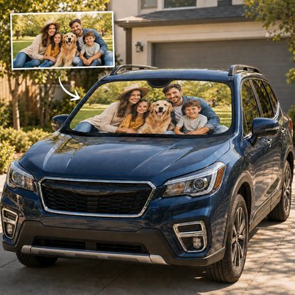Personalized Auto Sun Shade, Custom Windshield Sun Visor, Unique Car Gift
