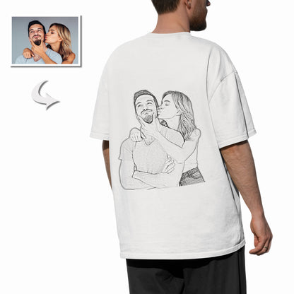 Personalized Unisex T-Shirt, Custom Cotton, Short Sleeve, Photo Sketch Design