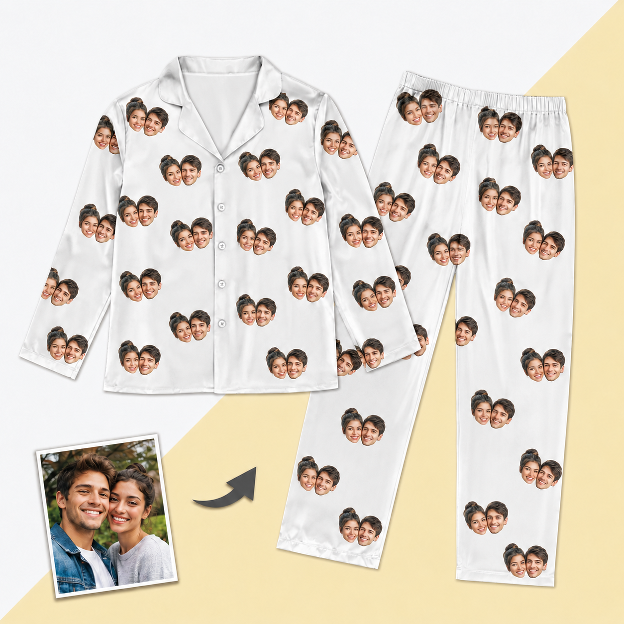 Unisex Custom Photo Pajamas - Long-Sleeve, Multi-Color, Personalized Sleepwear