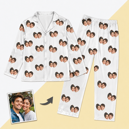 Unisex Custom Photo Pajamas - Long-Sleeve, Multi-Color, Personalized Sleepwear