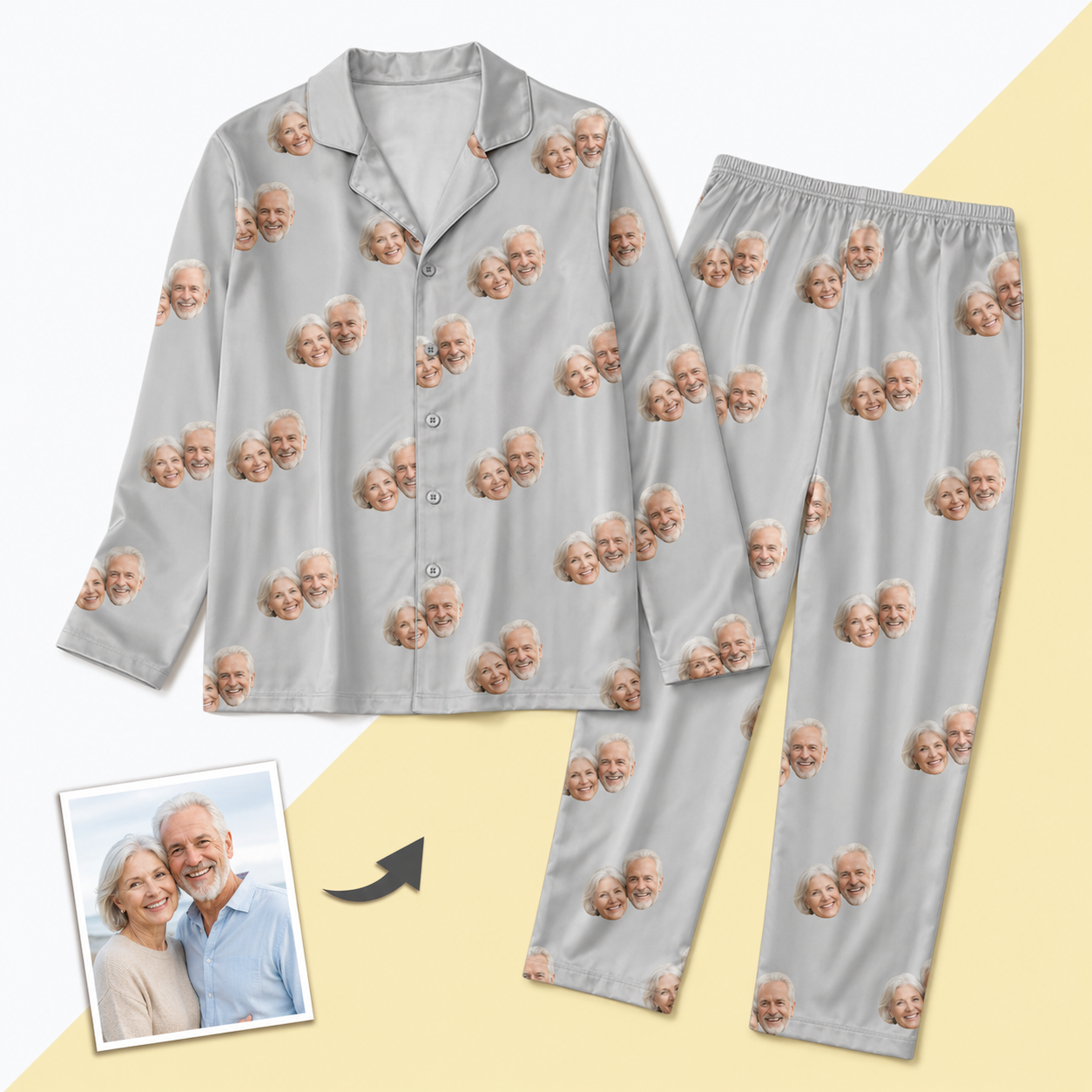 Unisex Custom Photo Pajamas - Long-Sleeve, Multi-Color, Personalized Sleepwear