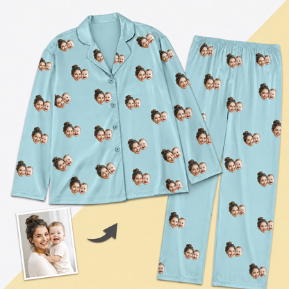 Unisex Custom Photo Pajamas - Long-Sleeve, Multi-Color, Personalized Sleepwear