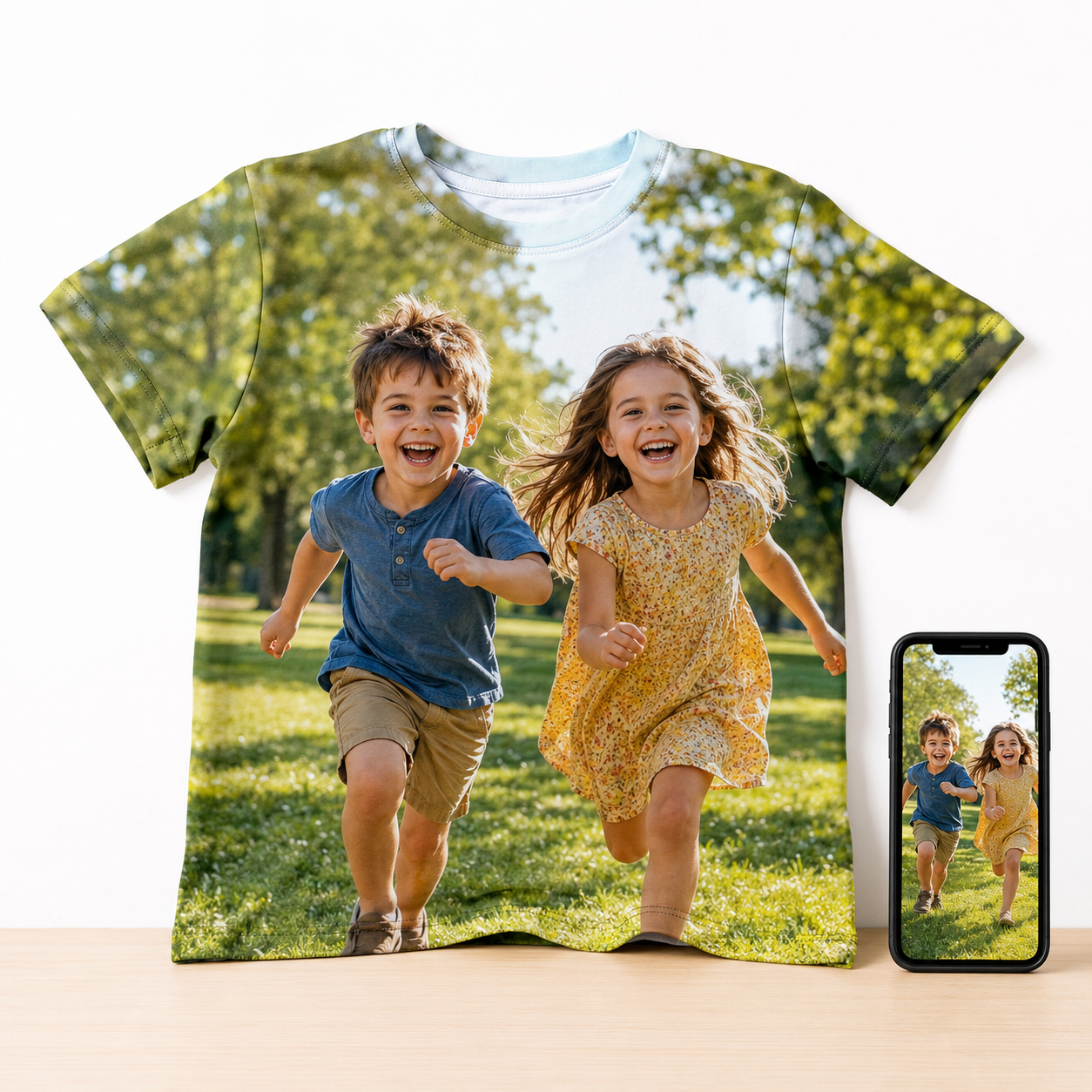 Custom Kids Photo T-Shirt, Personalized All-Over Print Tee, Unique Gift for Boys & Girls