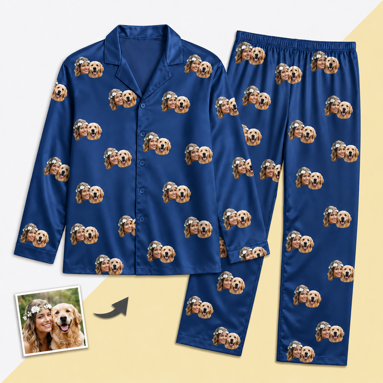 Unisex Custom Photo Pajamas - Long-Sleeve, Multi-Color, Personalized Sleepwear