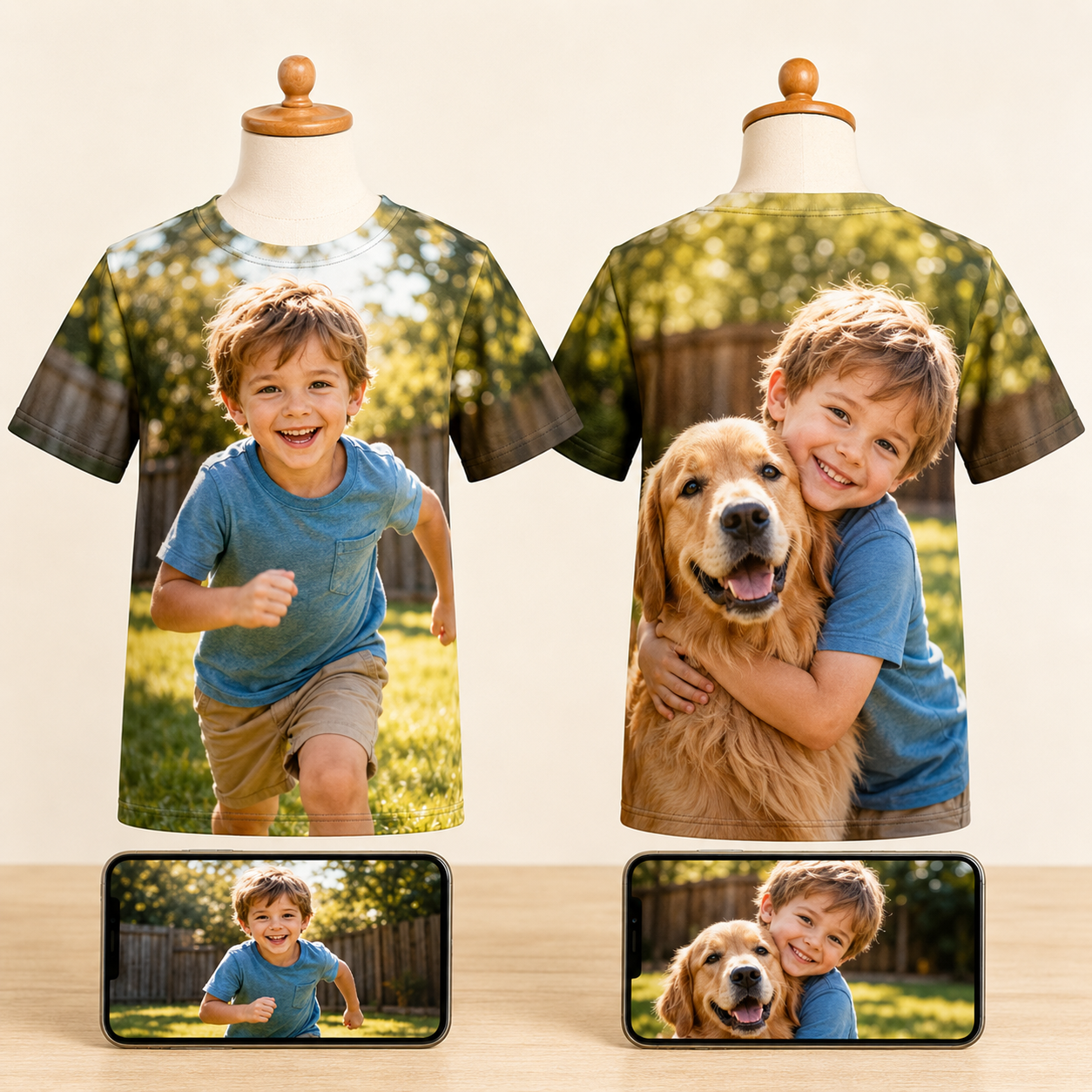 Custom Kids Photo T-Shirt, Personalized All-Over Print Tee, Unique Gift for Boys & Girls