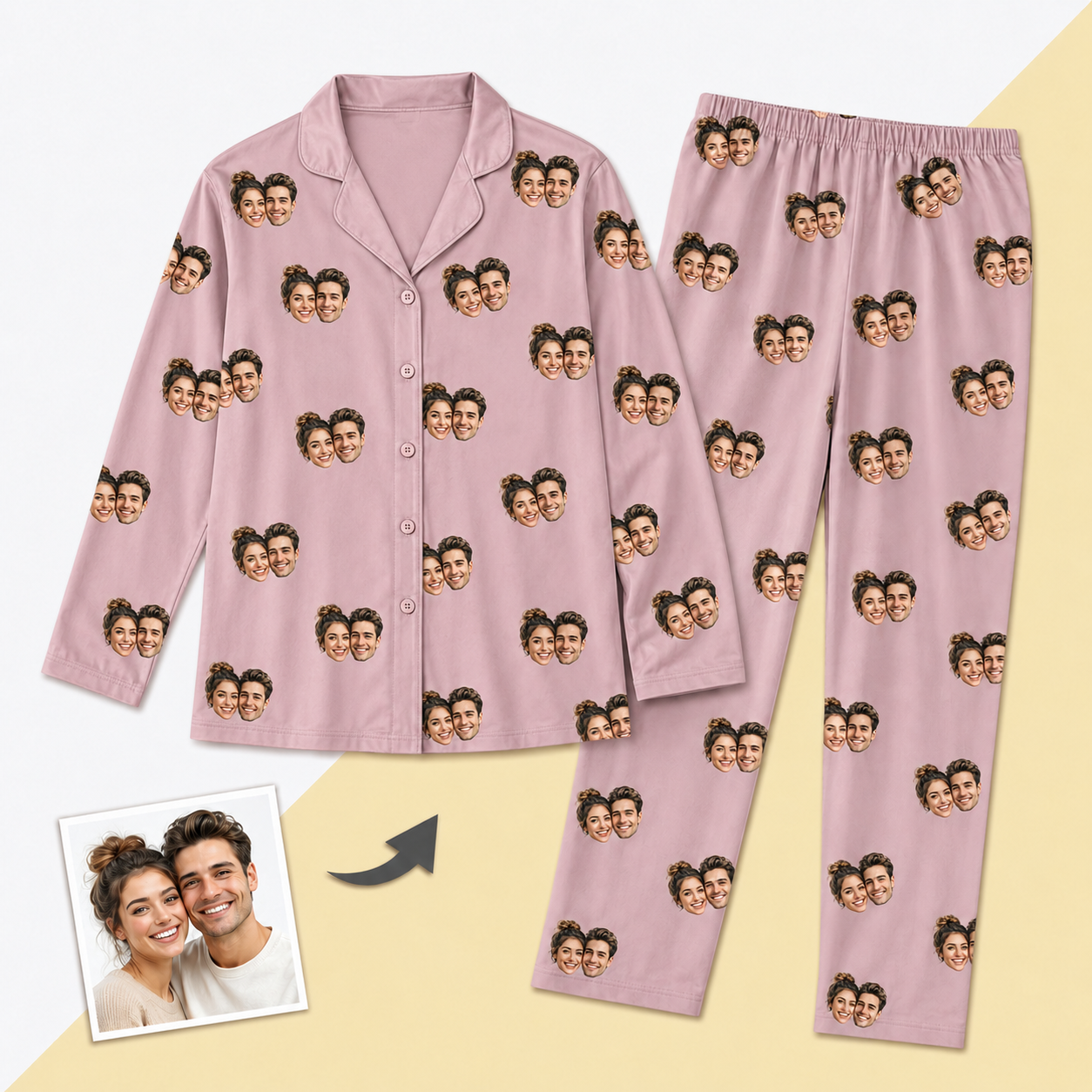 Unisex Custom Photo Pajamas - Long-Sleeve, Multi-Color, Personalized Sleepwear