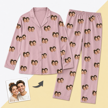 Unisex Custom Photo Pajamas - Long-Sleeve, Multi-Color, Personalized Sleepwear