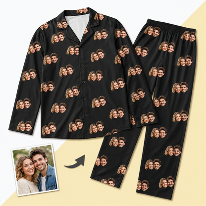 Unisex Custom Photo Pajamas - Long-Sleeve, Multi-Color, Personalized Sleepwear