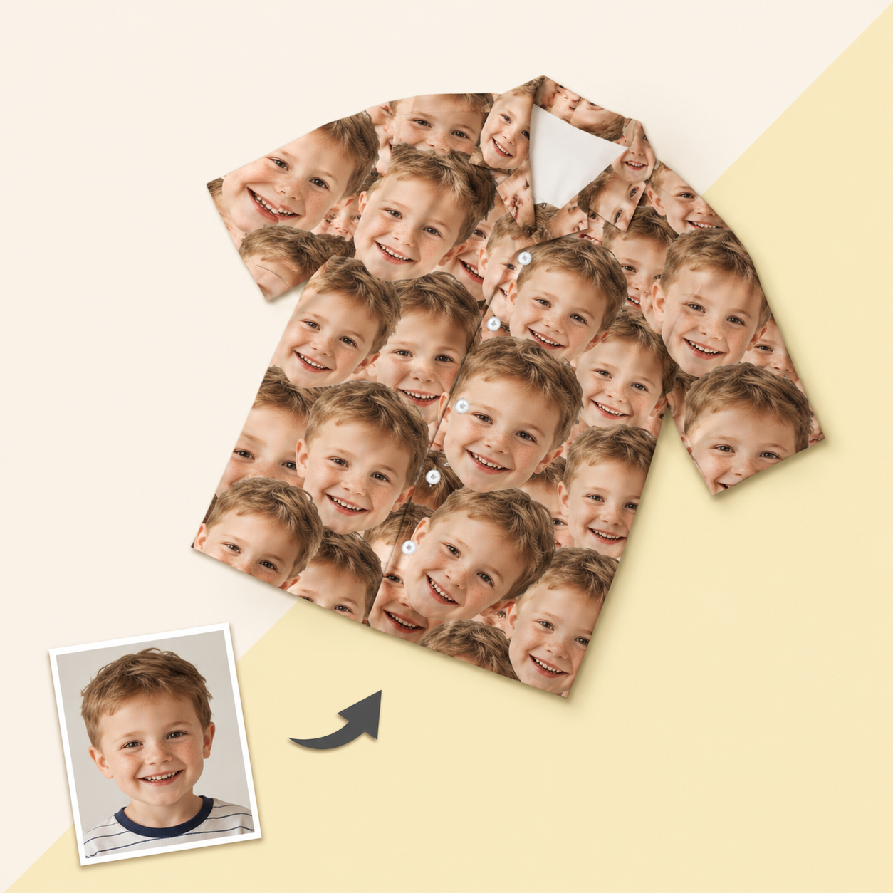 Unisex Nightwear: Custom Photo Pajamas with Short Sleeve and Face Print