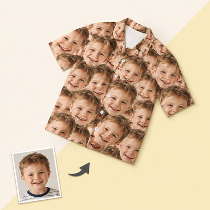 Unisex Nightwear: Custom Photo Pajamas with Short Sleeve and Face Print