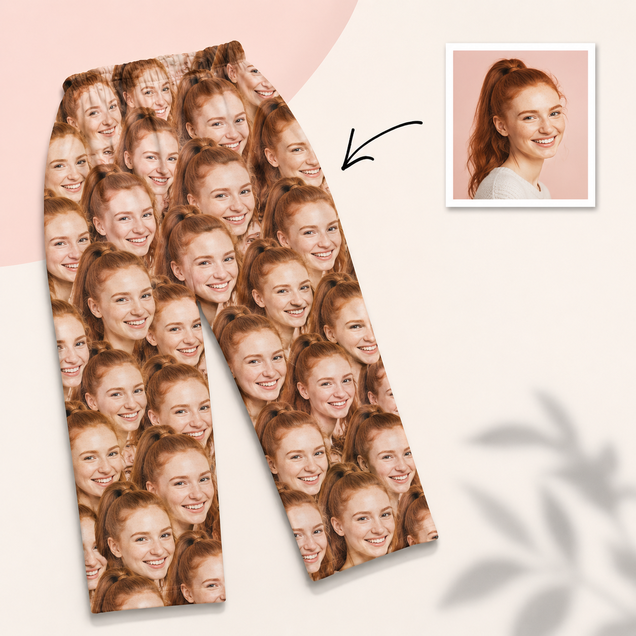 Unisex Nightwear Long Sleeve Pajamas with Custom Face Photo Print