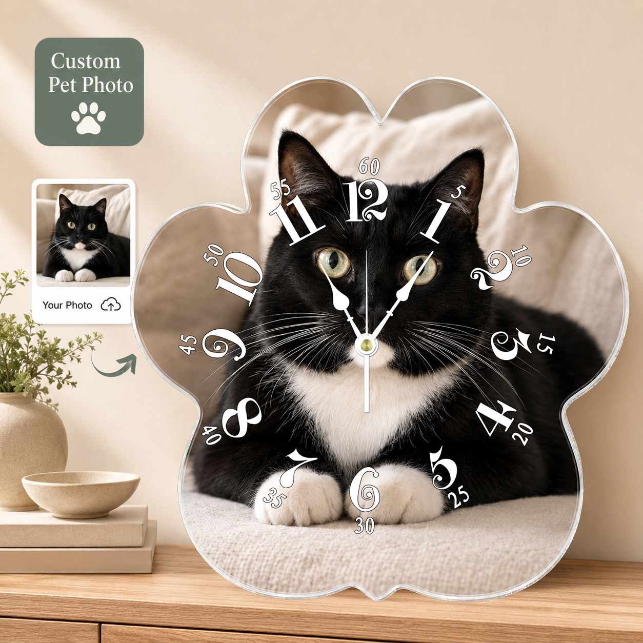 Personalized Shaped Acrylic Photo Wall Clock