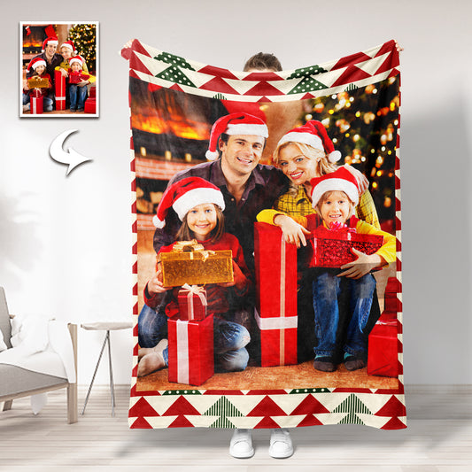 Personalized Christmas Photo Blankets - Custom Soft Throw Gifts